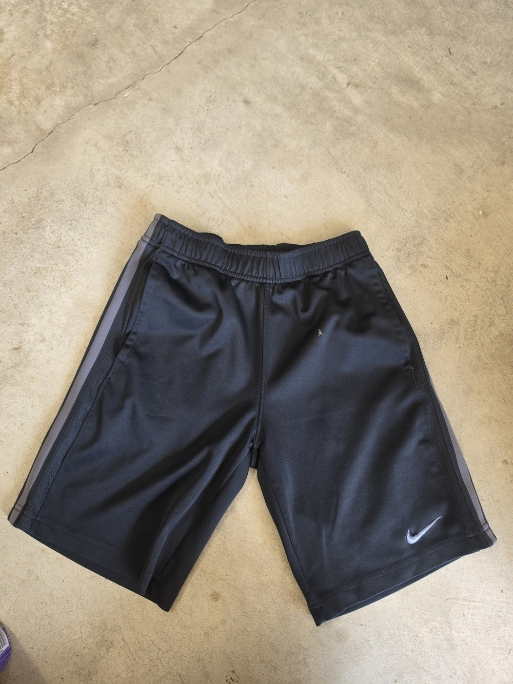 Nike Boy's Black Athletic Shorts with Stripe